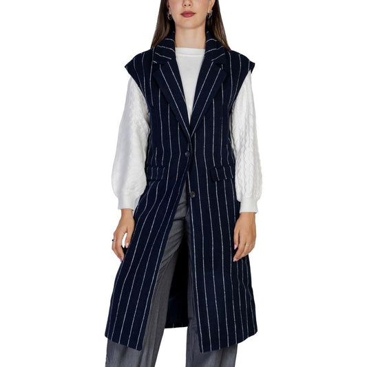 ICHI Blue Polyester Jackets & Coat ICHI Gray