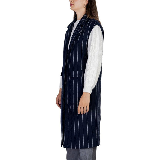 ICHI Blue Polyester Jackets & Coat ICHI Black