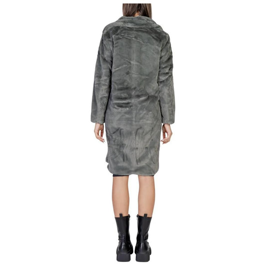 ICHI Black Polyester Jackets & Coat ICHI Dim Gray