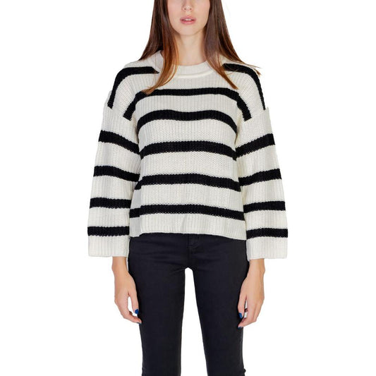 Jacqueline De Yong Cream Acrylic Sweater Jacqueline De Yong Black