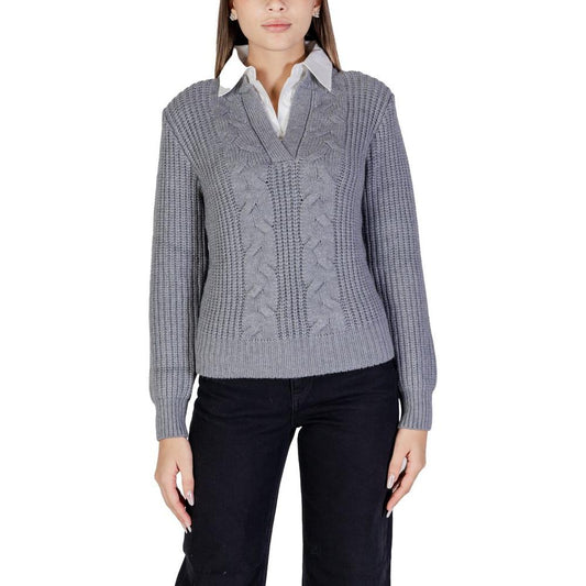Morgan De Toi Gray Viscose Sweater Morgan De Toi Slate Gray