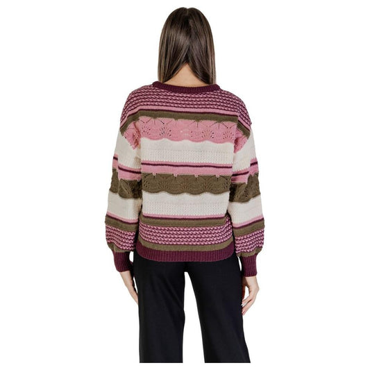 ICHI Multicolor Recycled Polyester Sweater ICHI Gray