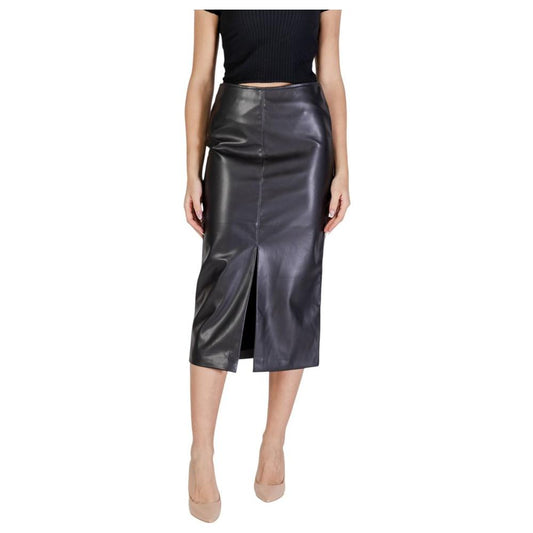 ICHI Black Polyester Skirt ICHI Dark Slate Gray