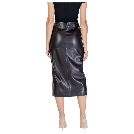 ICHI Black Polyester Skirt ICHI Tan