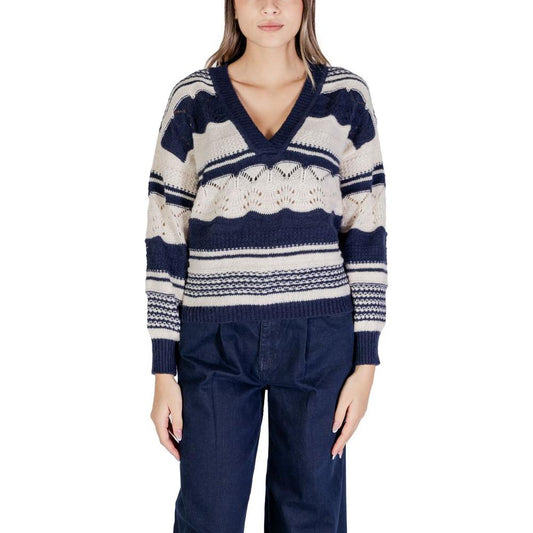ICHI Blue Recycled Polyester Sweater ICHI Dark Slate Gray
