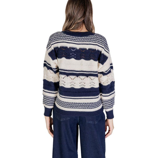 ICHI Blue Recycled Polyester Sweater ICHI Light Gray