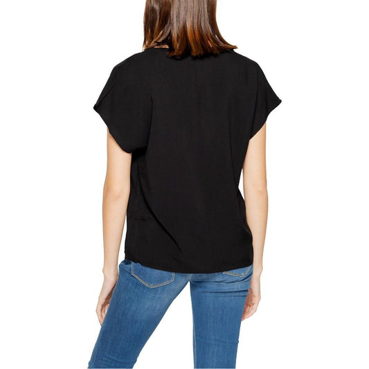 Jacqueline De Yong Black Viscose Tops & T-Shirt Jacqueline De Yong Dark Slate Gray