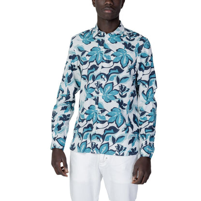 Antony Morato Blue Viscose Pattern Shirt