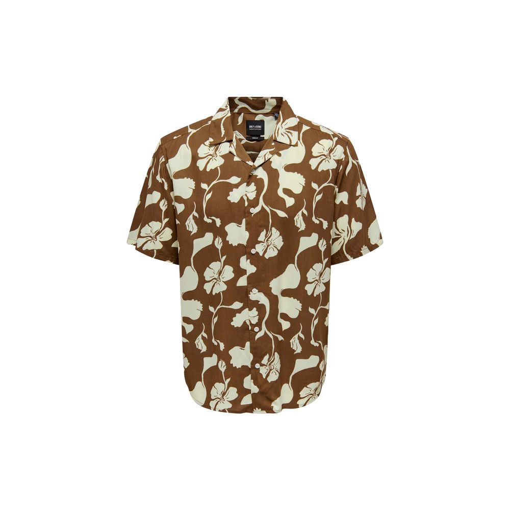 Only & Sons Brown Viscose Shortsleeve Shirt