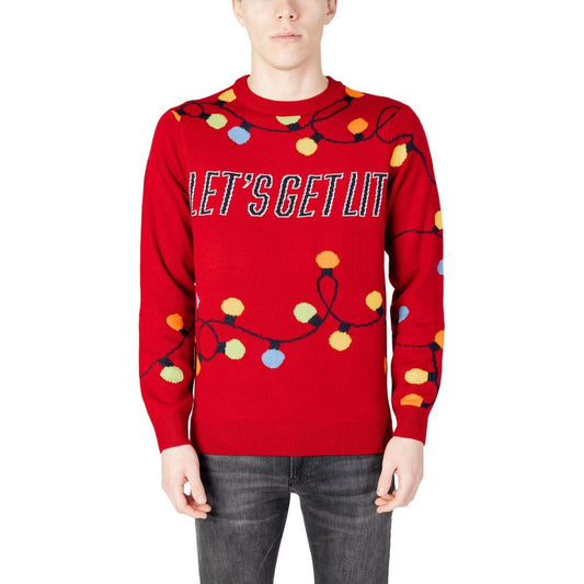 Only & Sons Red Acrylic Sweater Only & Sons Firebrick