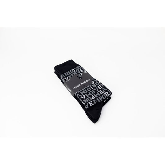 Emporio Armani Underwear Black Cotton Sock Emporio Armani Underwear Snow
