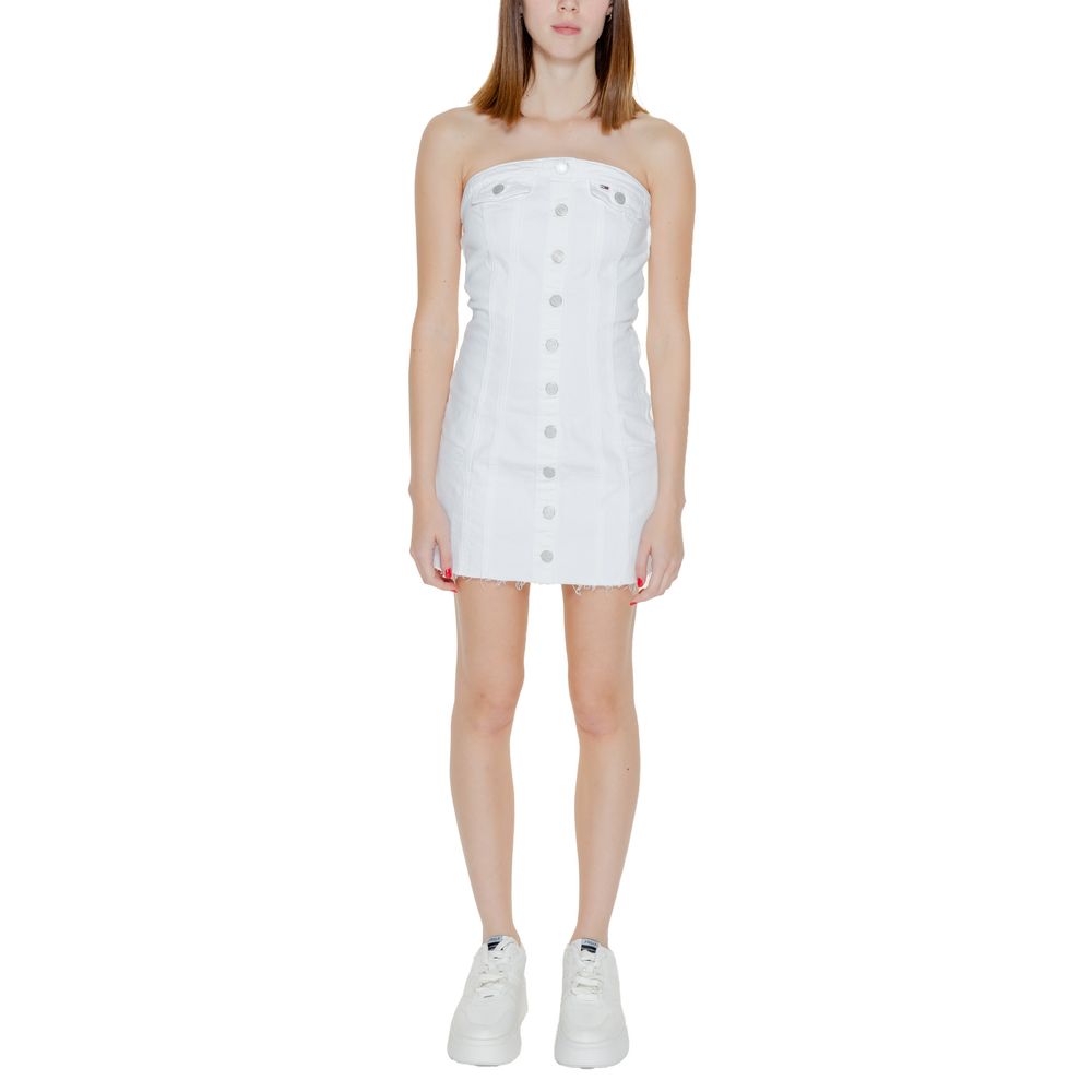 Tommy Hilfiger Jeans White Recycled Cotton Short Dress