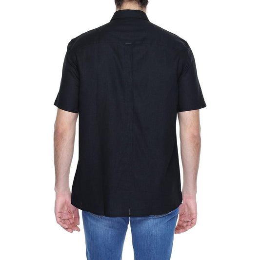 Antony Morato Black Linen Shirt Antony Morato Dark Slate Gray