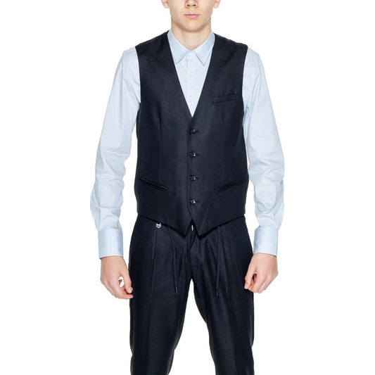 Antony Morato Black Linen Vest Antony Morato Dark Slate Gray