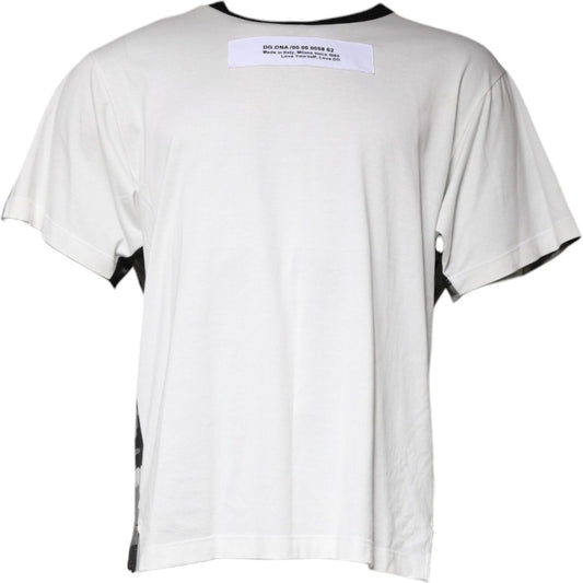 Dolce & Gabbana white camouflage cotton round neck t-shirt, short sleeves, minor defect visible, 100% cotton, made in Italy.