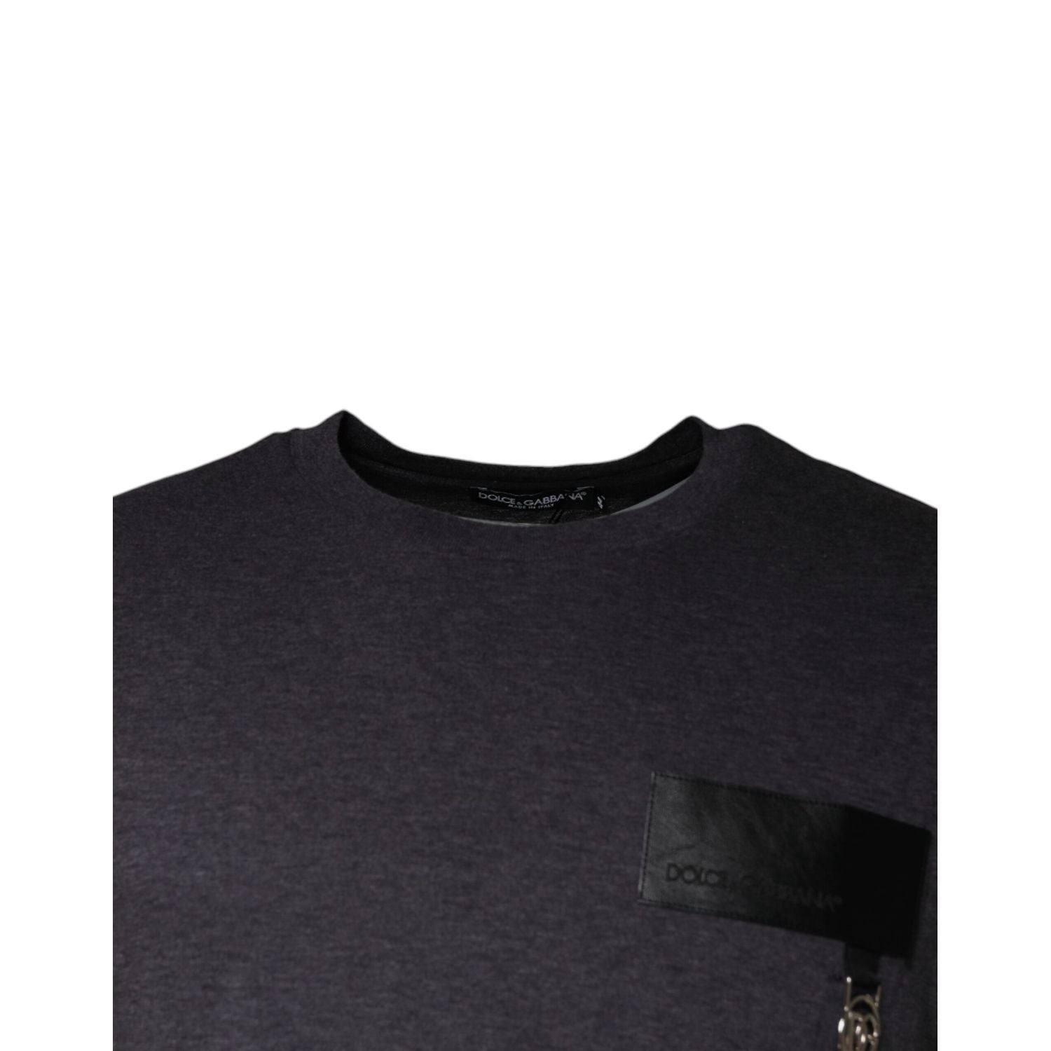 Dolce & Gabbana Gray Logo Patch Cotton Crew Neck T-shirt