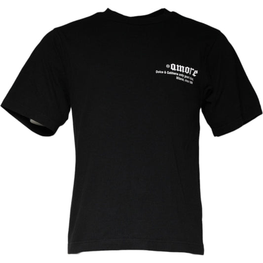 Dolce & Gabbana Black Amore Print Cotton Crew Neck T-shirt Dolce & Gabbana Black