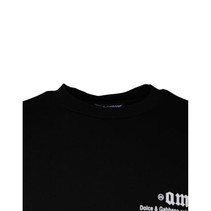 Dolce & Gabbana Black Amore Print Cotton Crew Neck T-shirt
