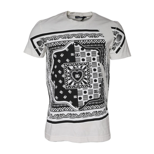 Dolce & Gabbana White Bandana Print Cotton Short Sleeves T-shirt
