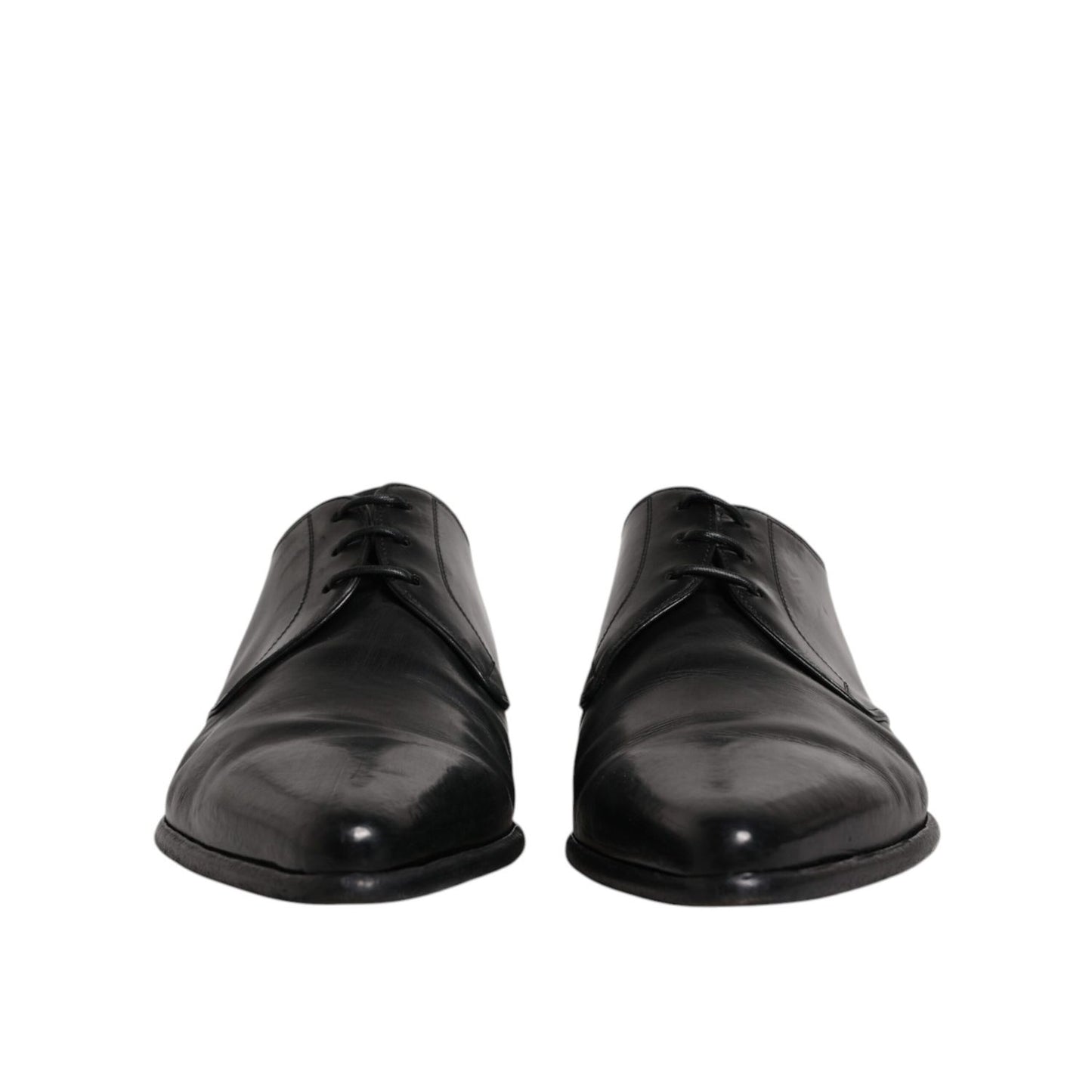 Dolce & Gabbana Black Leather Lace Up Men Derby Formal Shoes