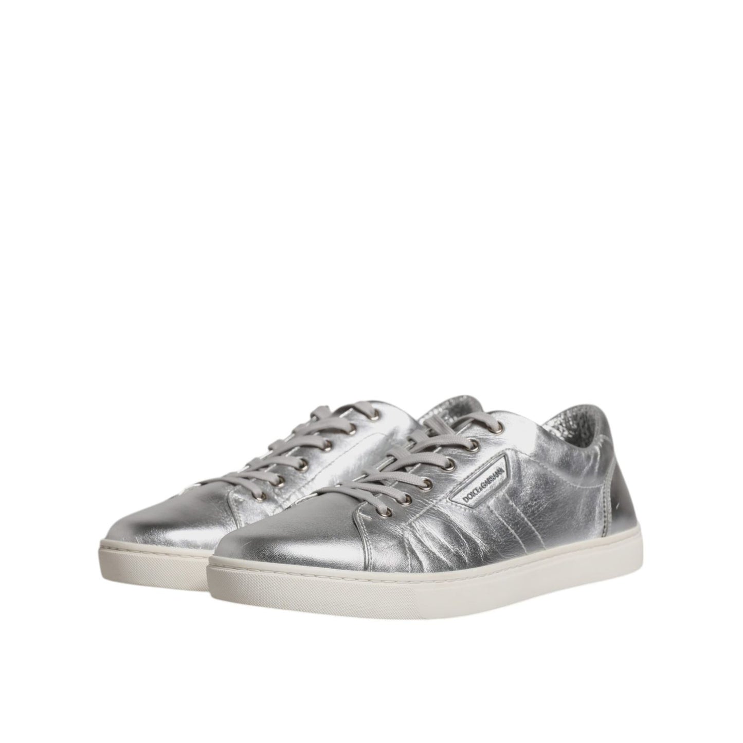 Dolce & Gabbana Silver London Low Top Leather Sneakers Shoes