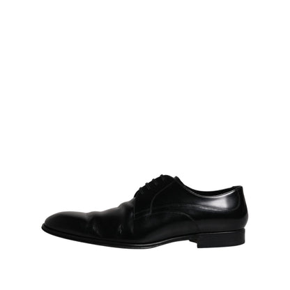 Dolce & Gabbana Black Leather Derby Formal Men Dress Shoes