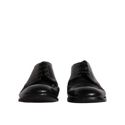 Dolce & Gabbana Black Leather Derby Formal Men Dress Shoes