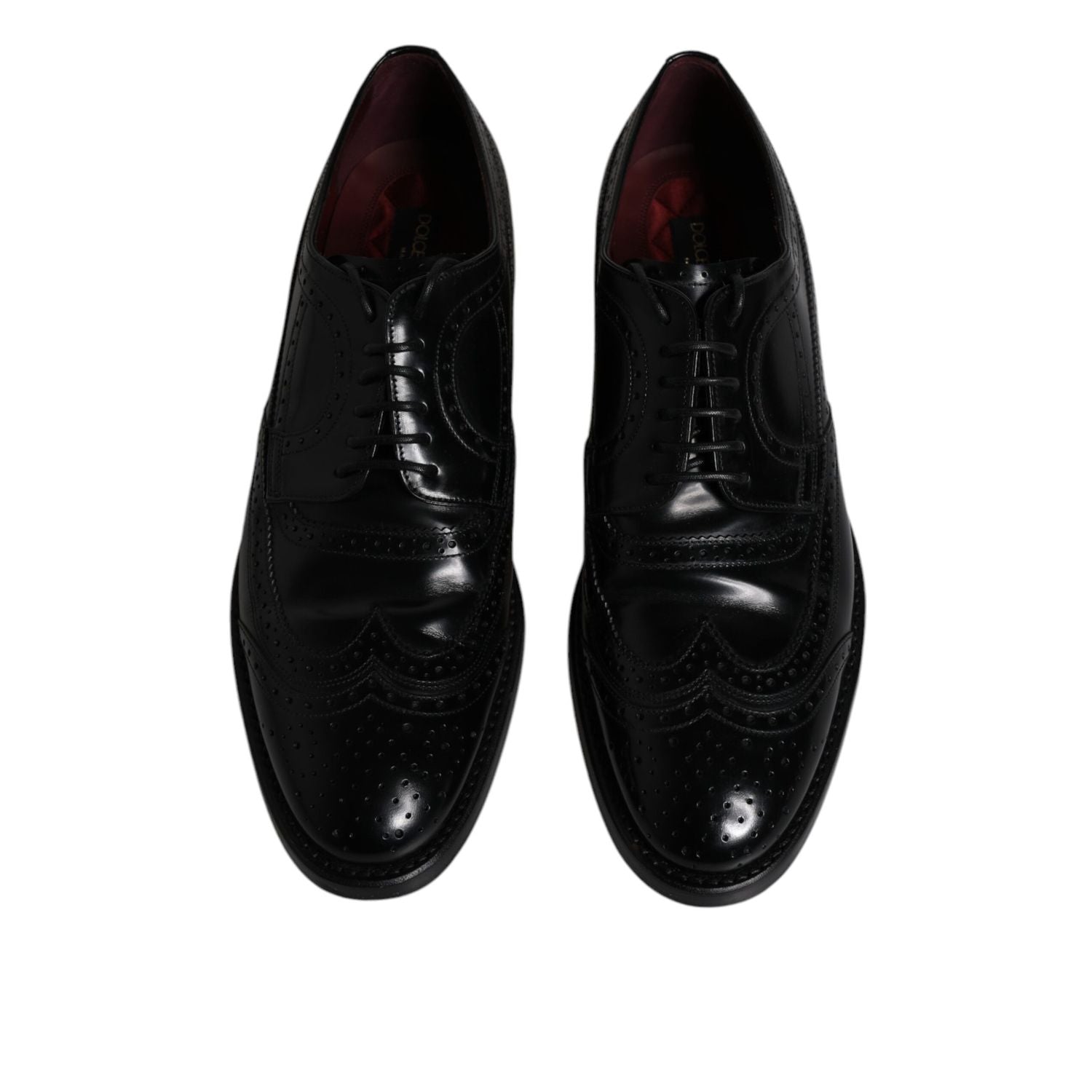 Dolce & Gabbana Black Leather Derby Wingtip Formal Shoes