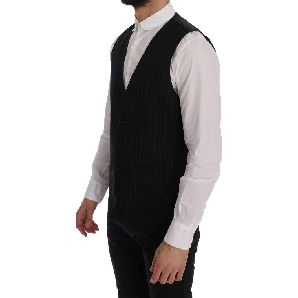 Dolce & Gabbana Black STAFF Cotton Striped Vest