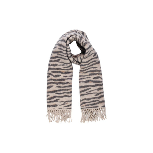 Pieces Beige Acrylic Scarf Pieces Dark Gray