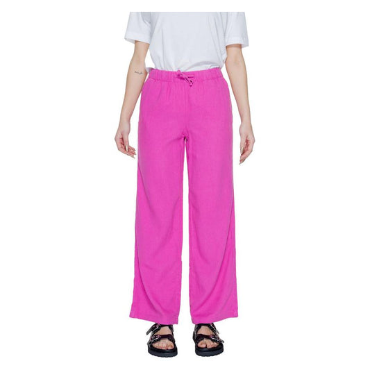 Only Pink Linen Jeans & Pant Only Hot Pink