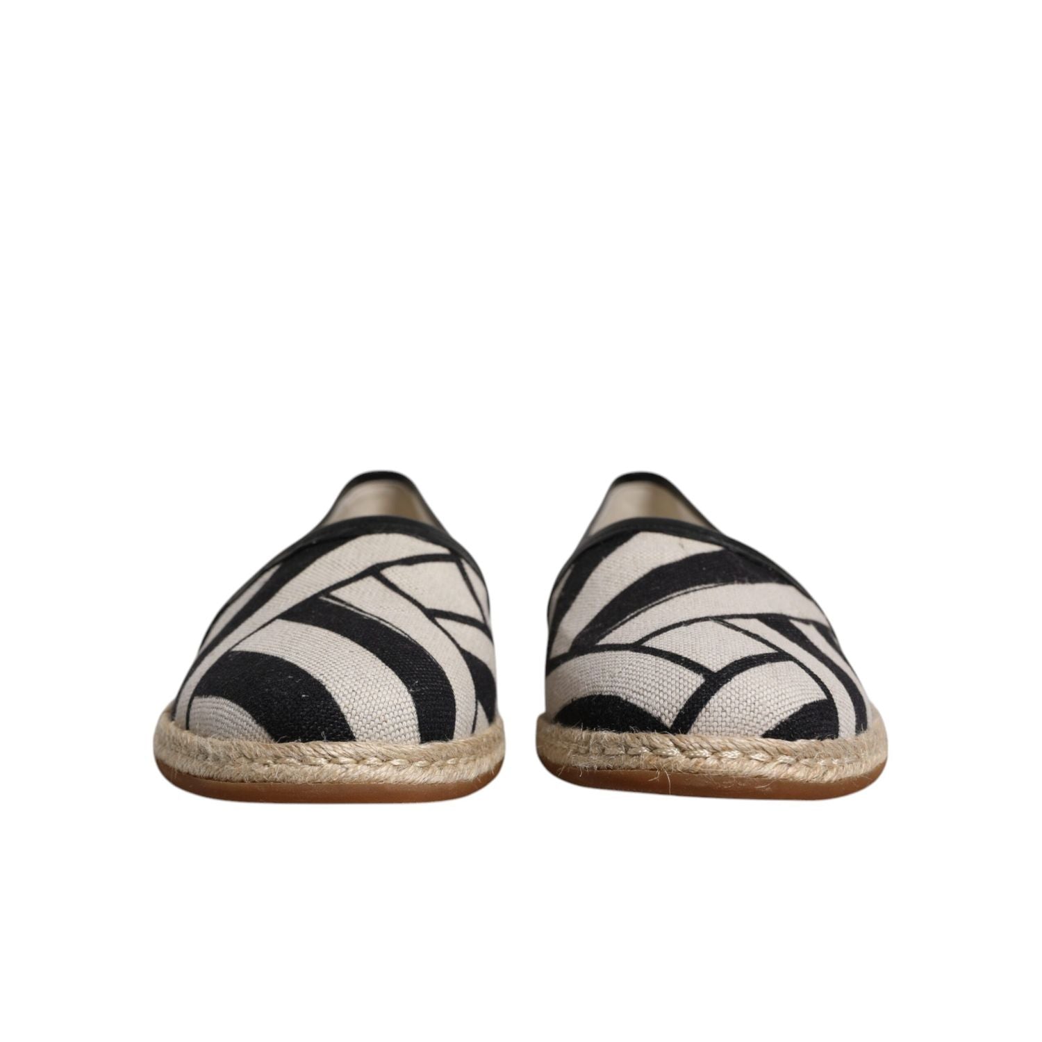 Dolce & Gabbana Black White Stripes Slip On Espadrille Shoes