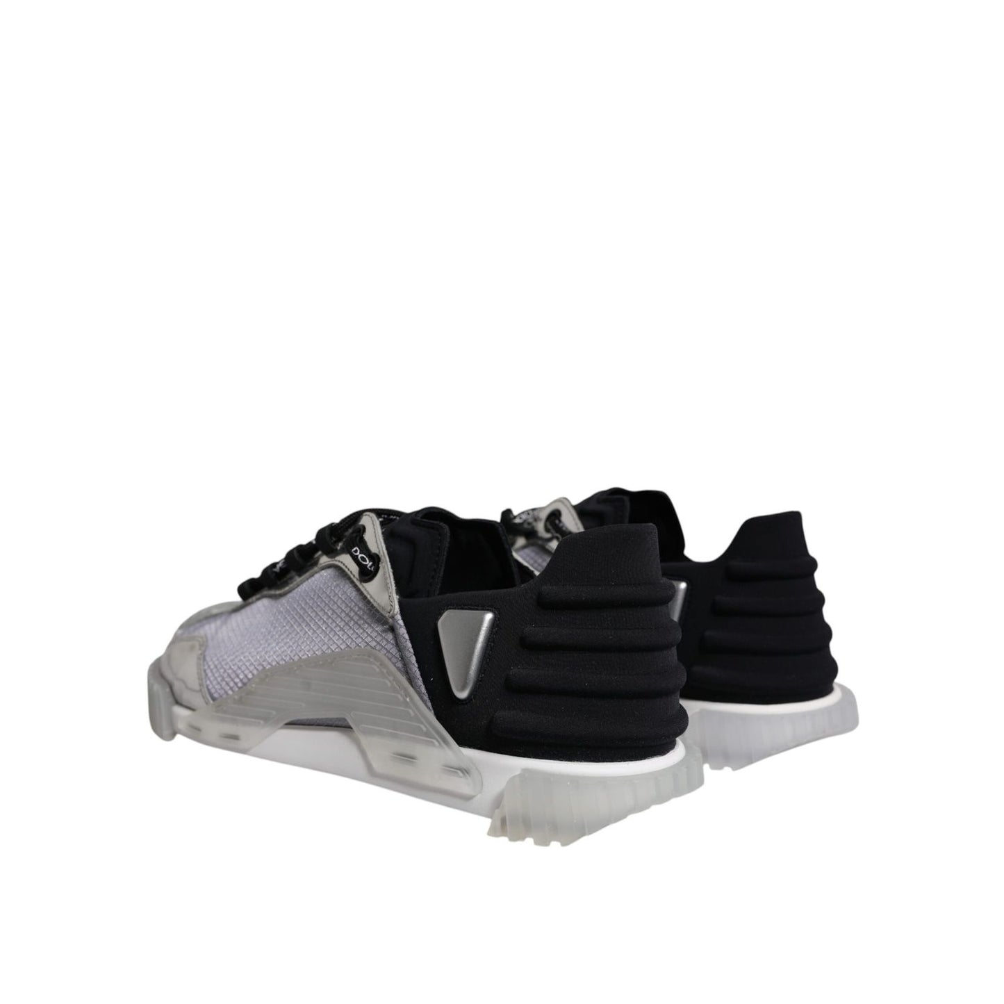 Dolce & Gabbana Silver Black Nylon NS1 Low Top Sneakers Shoes