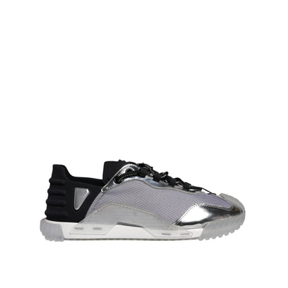 Dolce & Gabbana Silver Black Nylon NS1 Low Top Sneakers Shoes