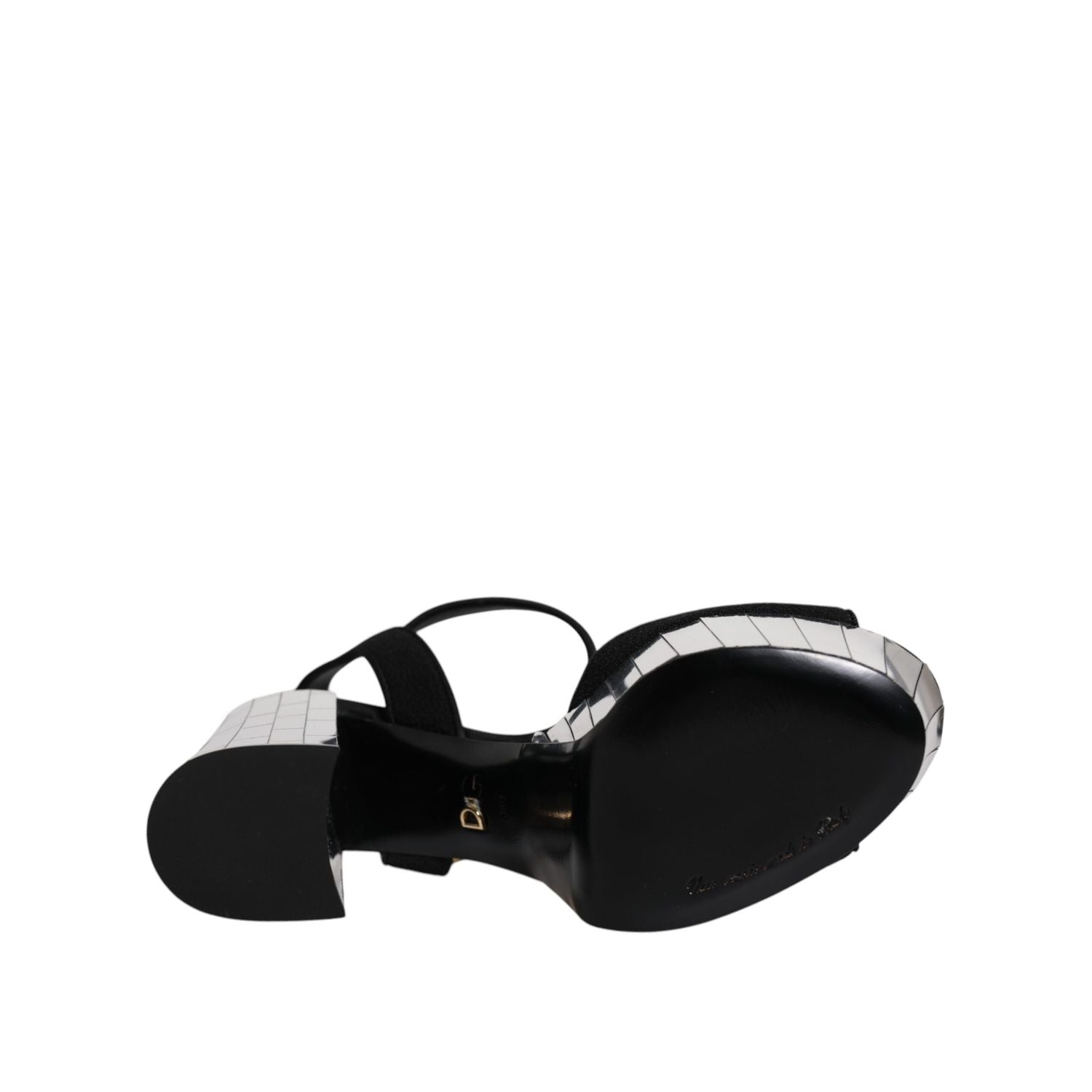 Dolce & Gabbana Black Mirror Heels Platform Sandals Shoes