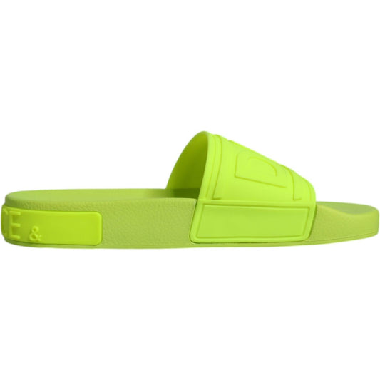 Dolce & Gabbana Green Rubber Slides Sandals Beachwear Shoes LA11988-36