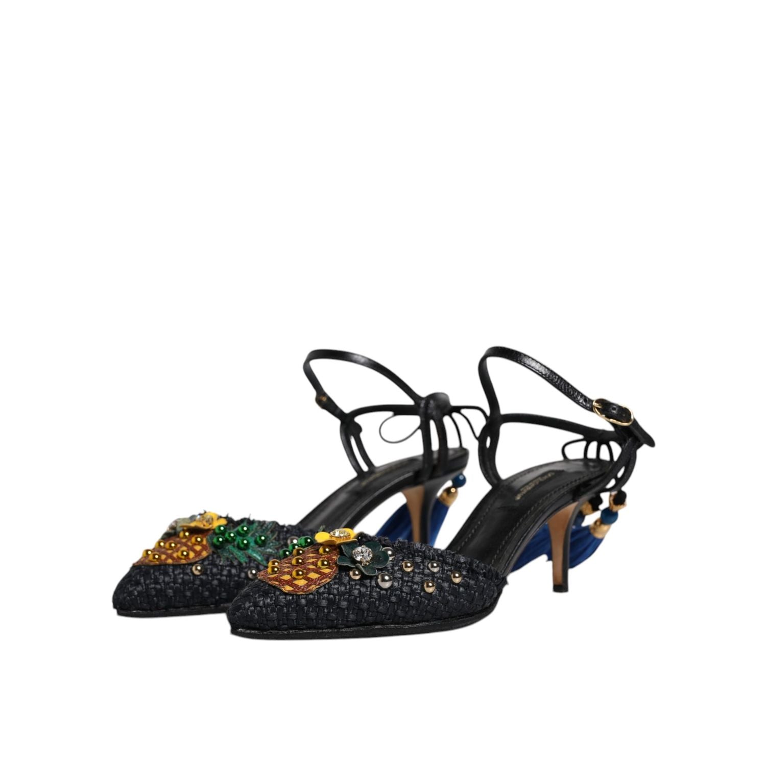 Dolce & Gabbana Black Pineapple Bellucci Heels Sandals Shoes