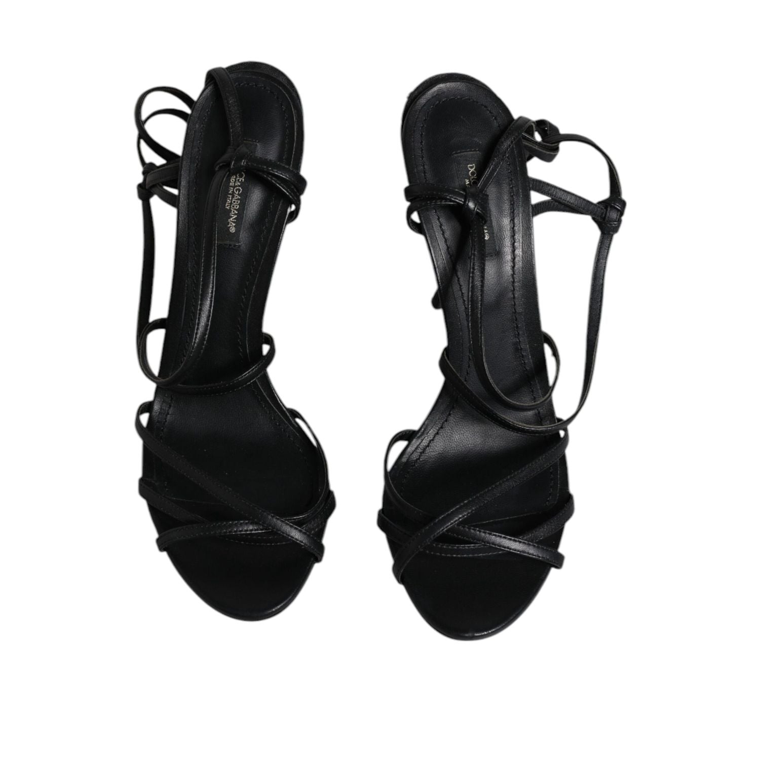Dolce & Gabbana Black Leather High Heels Keira Sandals Shoes