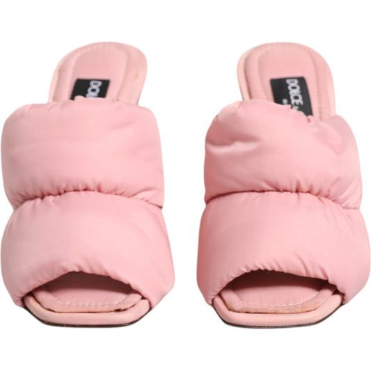 Dolce & Gabbana Pink Quilted DG Heel Slide Sandals Shoes Dolce & Gabbana Light Pink