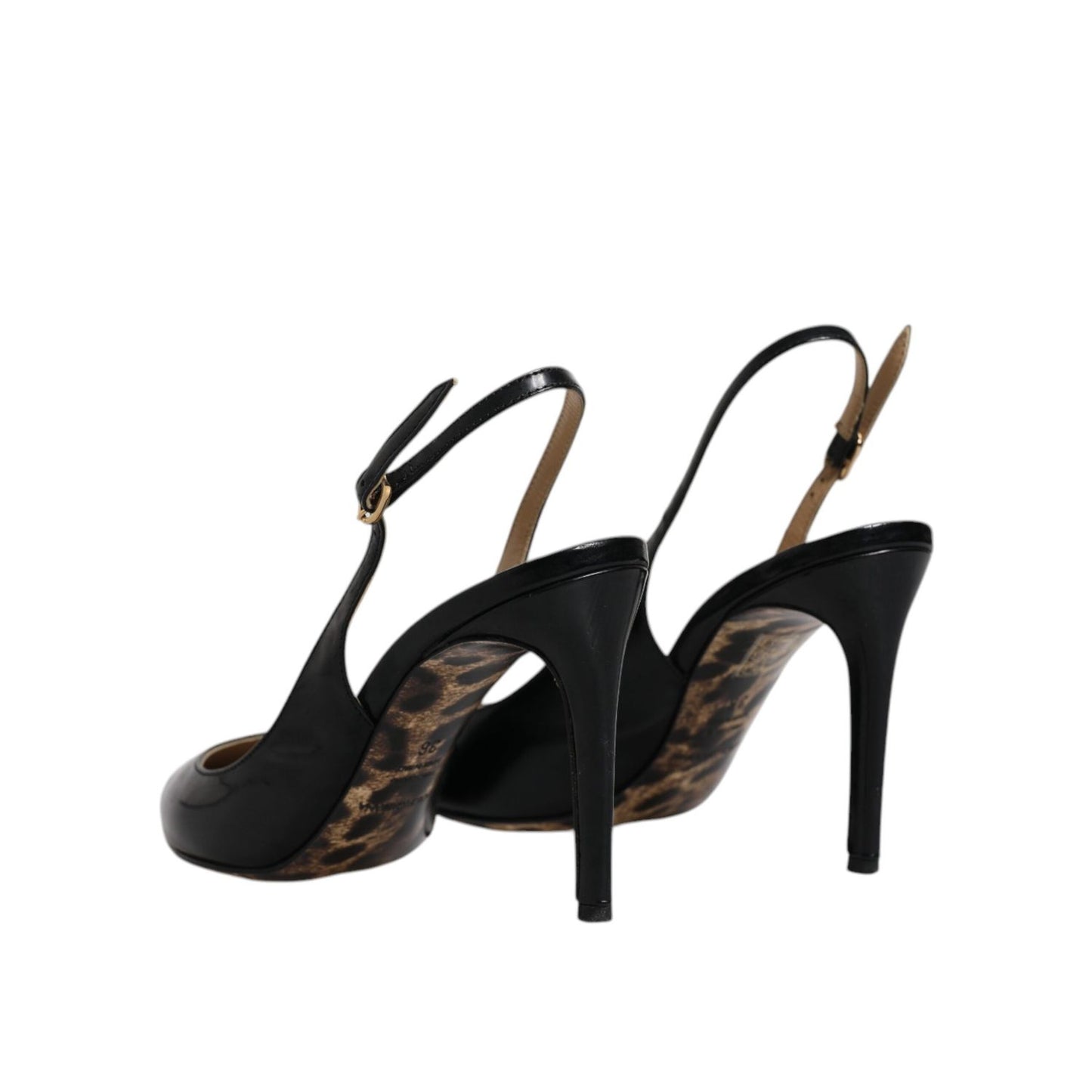 Dolce & Gabbana Black Leather High Heels Slingbacks Shoes