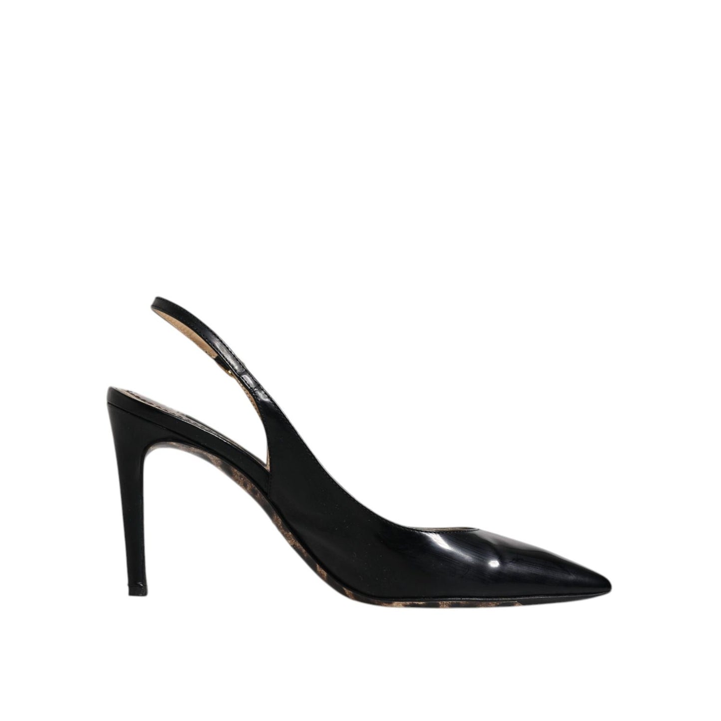 Dolce & Gabbana Black Leather High Heels Slingbacks Shoes