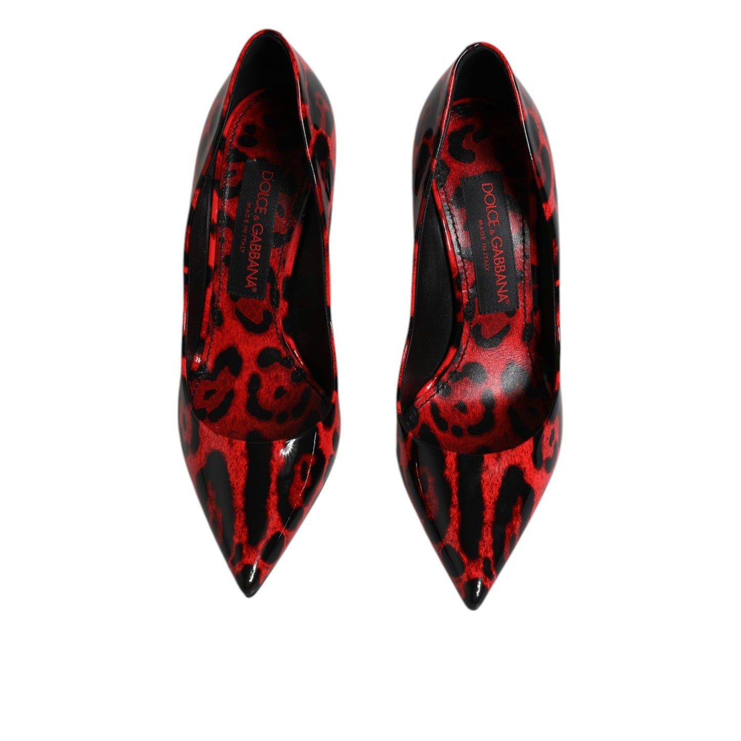Dolce & Gabbana Red Leopard Leather Stiletto High Heels Pumps Shoes