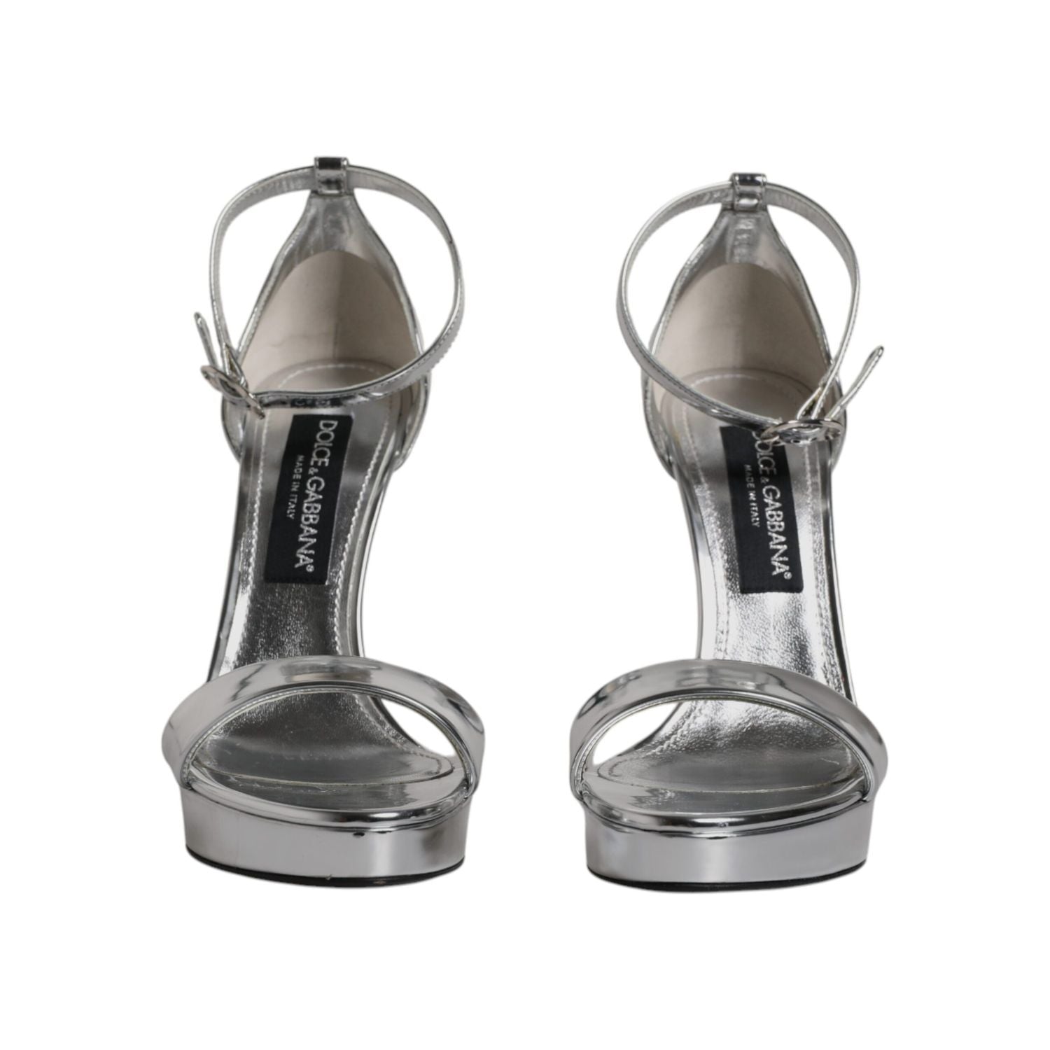 Dolce & Gabbana Silver KEIRA Heels Ankle Strap Sandals Shoes