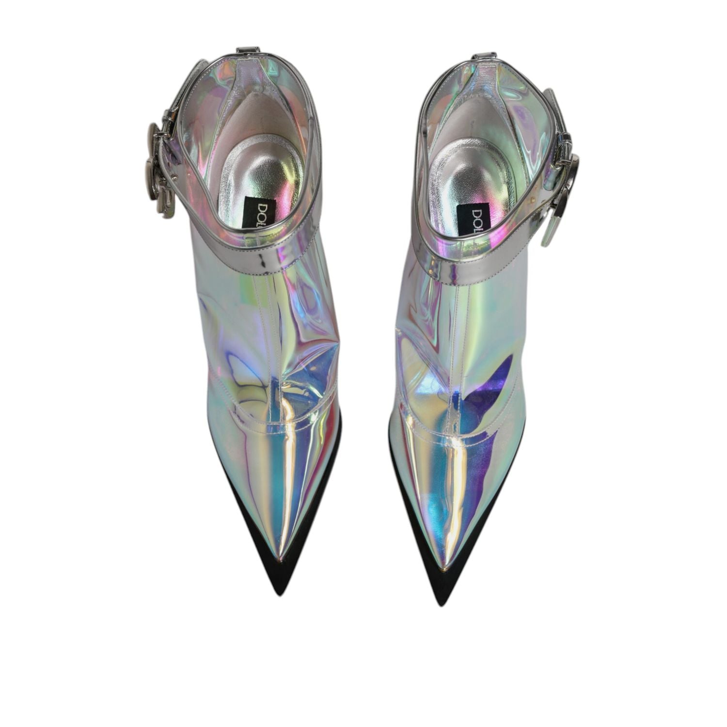 Dolce & Gabbana Shoes Silver Iridescent Pointed Short Boots