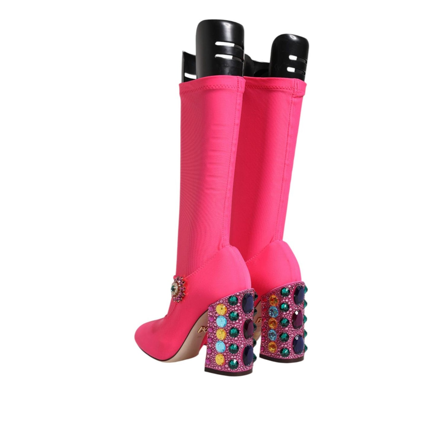 Dolce & Gabbana Pink Nylon Crystal Vally High Boots Shoes