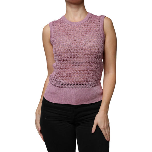 Dolce & Gabbana Pink Mesh See Through Sleeveless Tank Top Dolce & Gabbana Rosy Brown