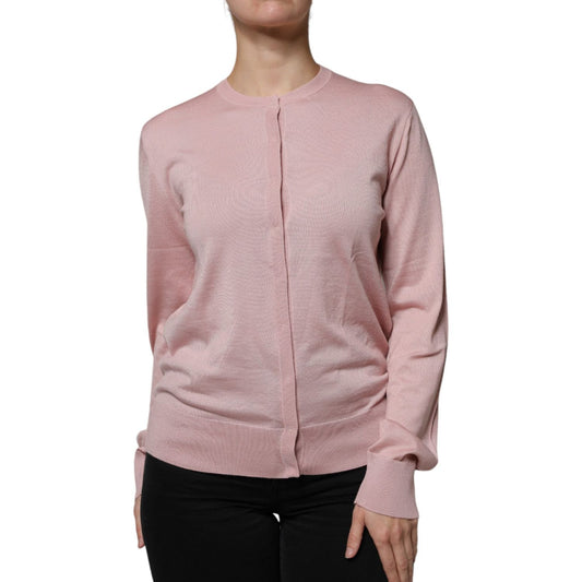 Dolce & Gabbana Pink Wool Knit Button Down Cardigan Sweater Dolce & Gabbana Rosy Brown