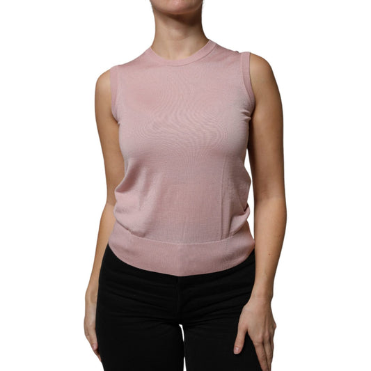 Dolce & Gabbana Pink Cashmere Knitted Sleeveless Tank Top Dolce & Gabbana Rosy Brown