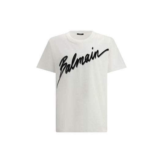 Balmain Letter Flock T-Shirt Balmain Light Gray