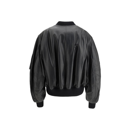 The Attico Leather Anja Bomber Jacket The Attico Dark Slate Gray